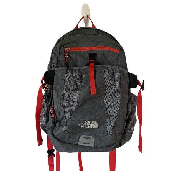 The North Face Gray and Red Men's Backpack - Picture 1 of 4